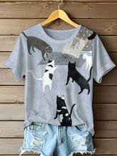 Katzen-Kunstdruck für Frauen lässig T-Shirt